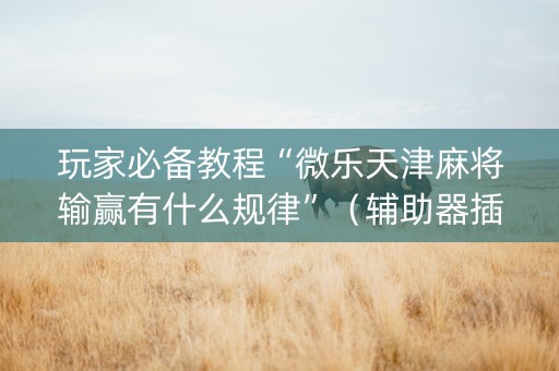 玩家必备教程“微乐天津麻将输赢有什么规律”（辅助器插件)