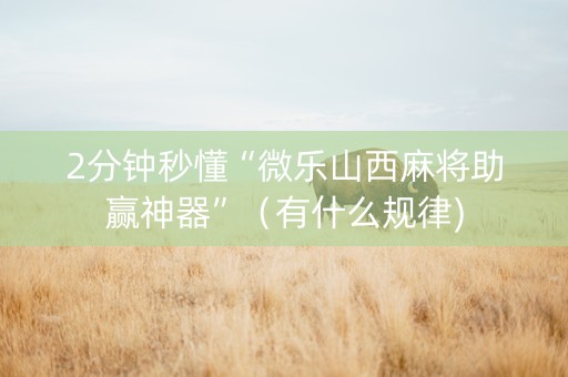 2分钟秒懂“微乐山西麻将助赢神器”（有什么规律)