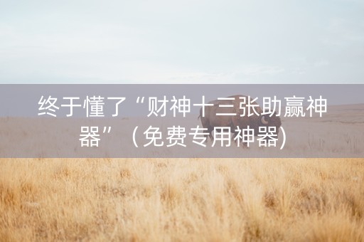 终于懂了“财神十三张助赢神器”（免费专用神器)