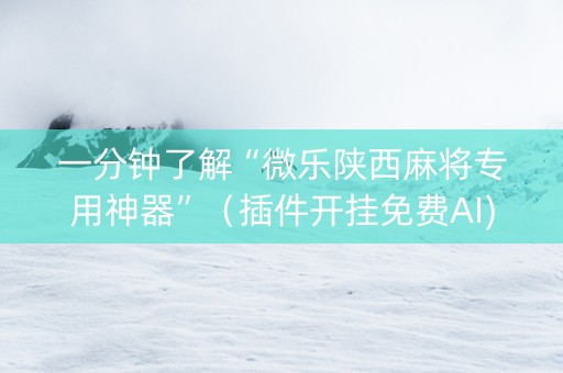 一分钟了解“微乐陕西麻将专用神器”（插件开挂免费AI)