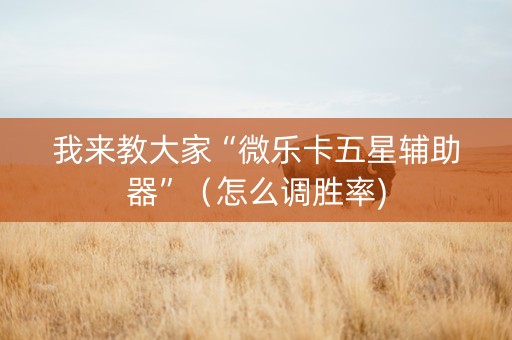 我来教大家“微乐卡五星辅助器”（怎么调胜率)