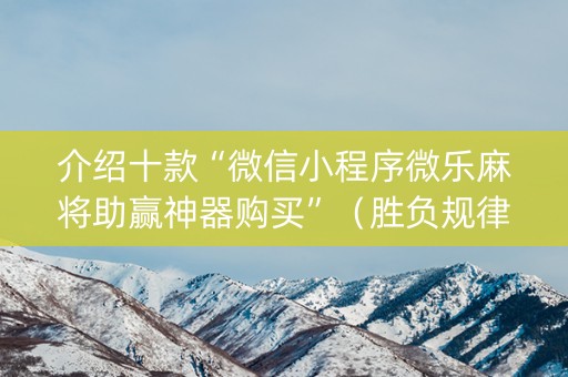 介绍十款“微信小程序微乐麻将助赢神器购买”（胜负规律拿好牌)