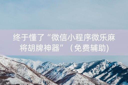 终于懂了“微信小程序微乐麻将胡牌神器”（免费辅助)