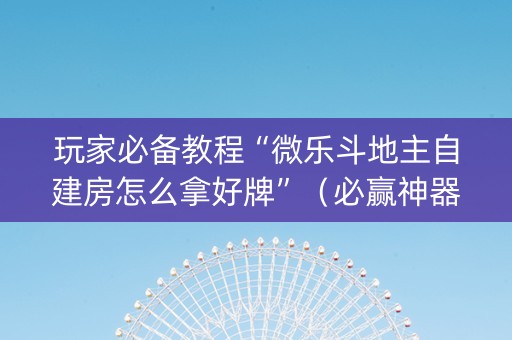 玩家必备教程“微乐斗地主自建房怎么拿好牌”（必赢神器)