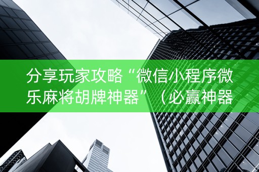 分享玩家攻略“微信小程序微乐麻将胡牌神器”（必赢神器)