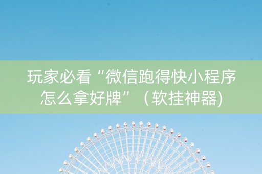 玩家必看“微信跑得快小程序怎么拿好牌”（软挂神器)