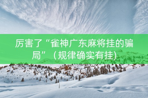 厉害了“雀神广东麻将挂的骗局”（规律确实有挂)