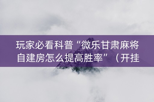 玩家必看科普“微乐甘肃麻将自建房怎么提高胜率”（开挂辅助插件)