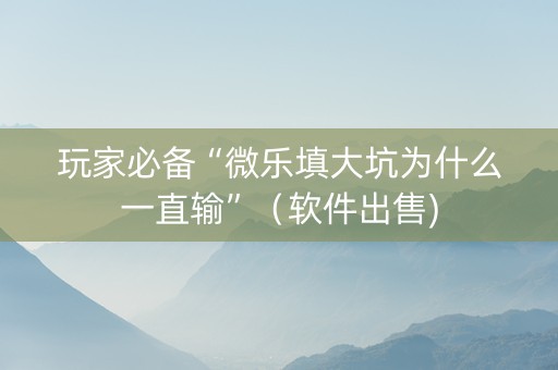 玩家必备“微乐填大坑为什么一直输”（软件出售)