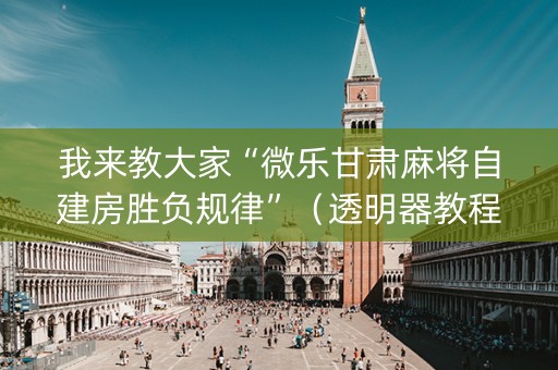 我来教大家“微乐甘肃麻将自建房胜负规律”（透明器教程)