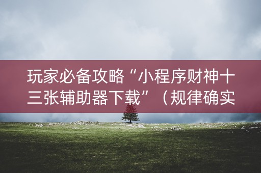 玩家必备攻略“小程序财神十三张辅助器下载”（规律确实有挂)