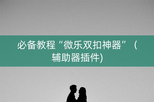 必备教程“微乐双扣神器”（辅助器插件)