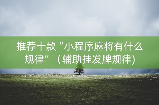 推荐十款“小程序麻将有什么规律”（辅助挂发牌规律)