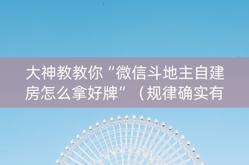 大神教教你“微信斗地主自建房怎么拿好牌”（规律确实有挂)