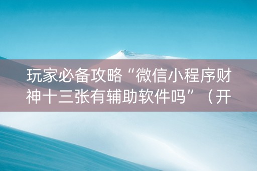 玩家必备攻略“微信小程序财神十三张有辅助软件吗”（开挂辅助器插件)