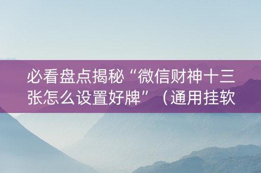 必看盘点揭秘“微信财神十三张怎么设置好牌”（通用挂软件多少钱)