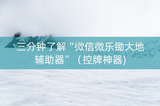 三分钟了解“微信微乐锄大地辅助器”（控牌神器)