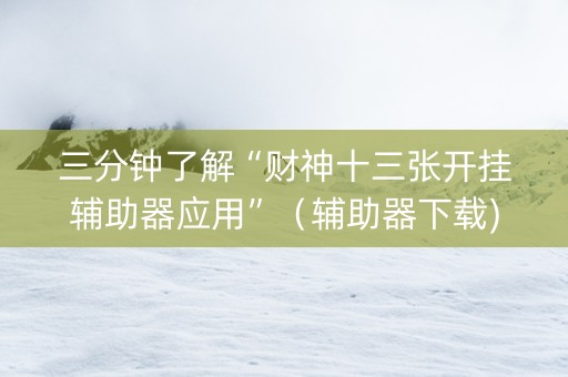 三分钟了解“财神十三张开挂辅助器应用”（辅助器下载)