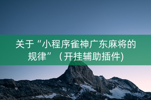 关于“小程序雀神广东麻将的规律”（开挂辅助插件)