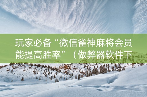 玩家必备“微信雀神麻将会员能提高胜率”（做弊器软件下载)