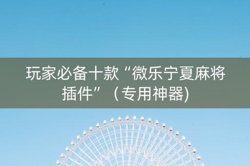 玩家必备十款“微乐宁夏麻将插件”（专用神器)