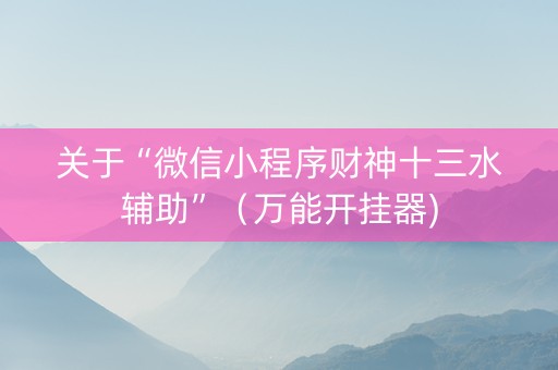 关于“微信小程序财神十三水辅助”（万能开挂器)