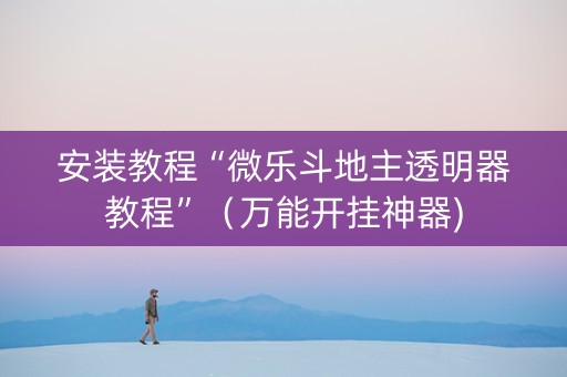 安装教程“微乐斗地主透明器教程”（万能开挂神器)