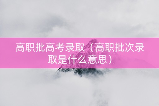 高职批高考录取（高职批次录取是什么意思）