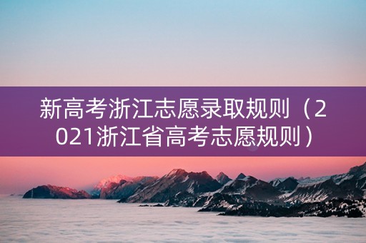新高考浙江志愿录取规则（2021浙江省高考志愿规则）