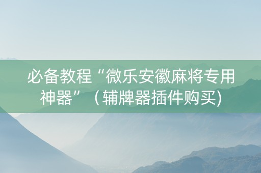 必备教程“微乐安徽麻将专用神器”（辅牌器插件购买)
