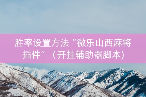 胜率设置方法“微乐山西麻将插件”（开挂辅助器脚本)