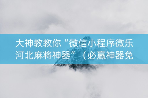 大神教教你“微信小程序微乐河北麻将神器”（必赢神器免费安装)