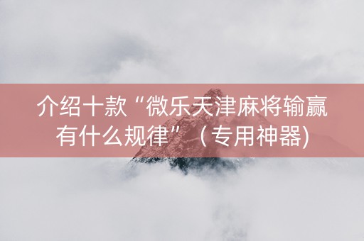 介绍十款“微乐天津麻将输赢有什么规律”（专用神器)
