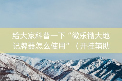 给大家科普一下“微乐锄大地记牌器怎么使用”（开挂辅助器插件)