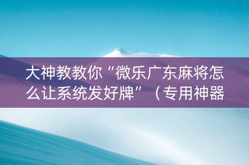 大神教教你“微乐广东麻将怎么让系统发好牌”（专用神器)