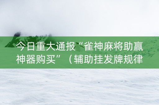 今日重大通报“雀神麻将助赢神器购买”（辅助挂发牌规律)