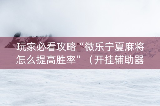 玩家必看攻略“微乐宁夏麻将怎么提高胜率”（开挂辅助器插件)