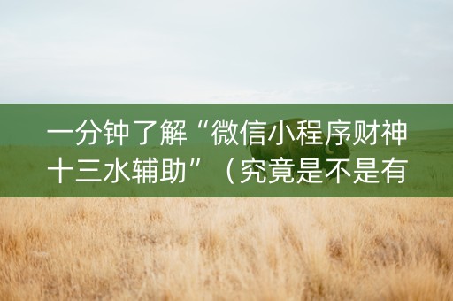 一分钟了解“微信小程序财神十三水辅助”（究竟是不是有挂)