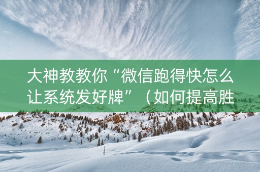 大神教教你“微信跑得快怎么让系统发好牌”（如何提高胜率)