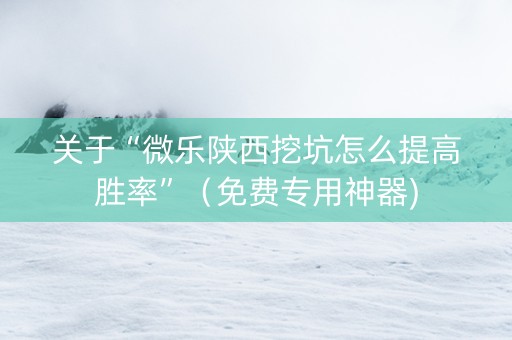 关于“微乐陕西挖坑怎么提高胜率”（免费专用神器)