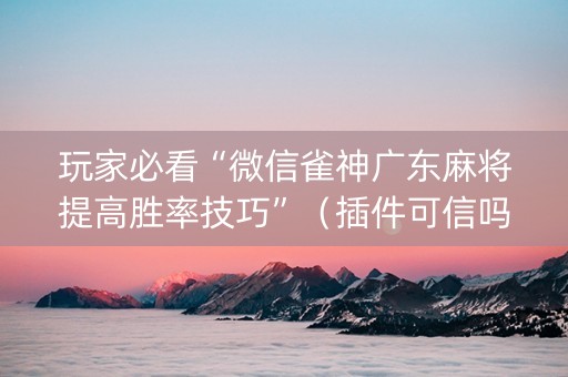 玩家必看“微信雀神广东麻将提高胜率技巧”（插件可信吗)