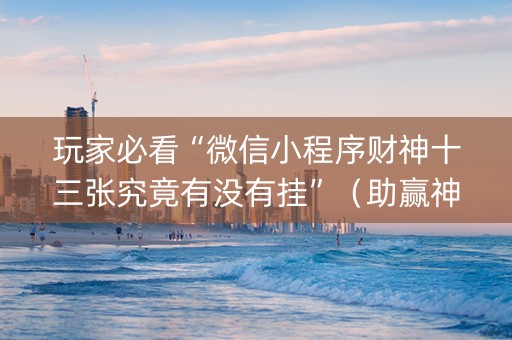 玩家必看“微信小程序财神十三张究竟有没有挂”（助赢神器购买)