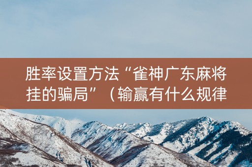 胜率设置方法“雀神广东麻将挂的骗局”（输赢有什么规律)