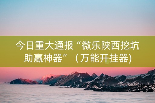 今日重大通报“微乐陕西挖坑助赢神器”（万能开挂器)