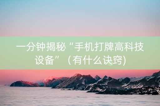 一分钟揭秘“手机打牌高科技设备”（有什么诀窍)
