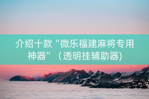 介绍十款“微乐福建麻将专用神器”（透明挂辅助器)