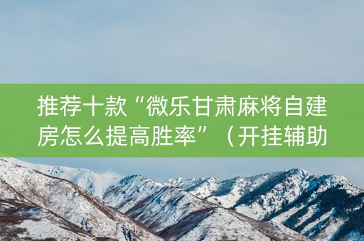 推荐十款“微乐甘肃麻将自建房怎么提高胜率”（开挂辅助插件)