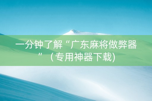 一分钟了解“广东麻将做弊器”（专用神器下载)