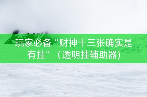 玩家必备“财神十三张确实是有挂”（透明挂辅助器)