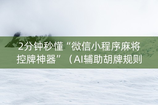 2分钟秒懂“微信小程序麻将控牌神器”（AI辅助胡牌规则)
